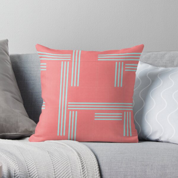 Bittersweet Pink and Aqua Geometric Pattern by Jessica Poundstone Throw Pillow