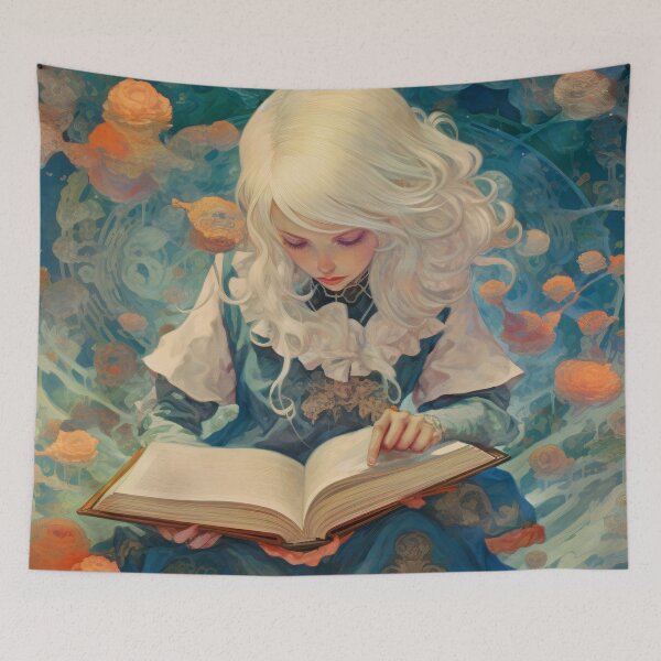 Item preview, Chica de pelo blanco leyendo designed and sold by Rebelka.
