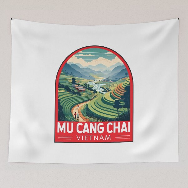Item preview, Mu Cang Chai Vietnam Viajes Emblema retro designed and sold by KrisSidDesigns.