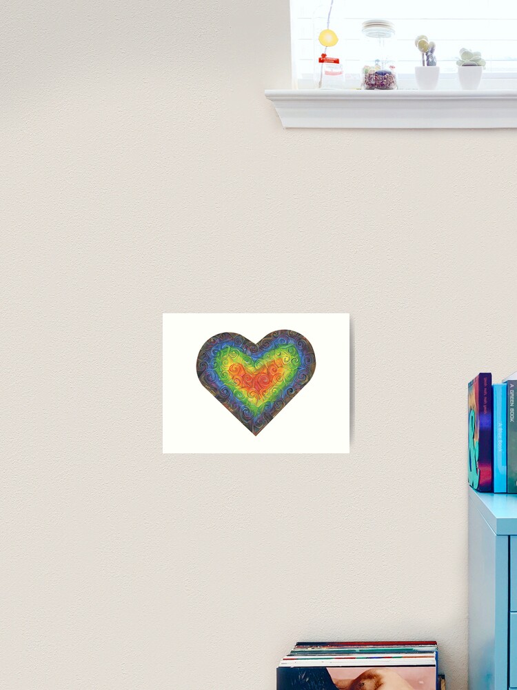Thumbnail 2 of 3, Art Print, Rainbow Swirl Heart designed and sold by gwennpaints.