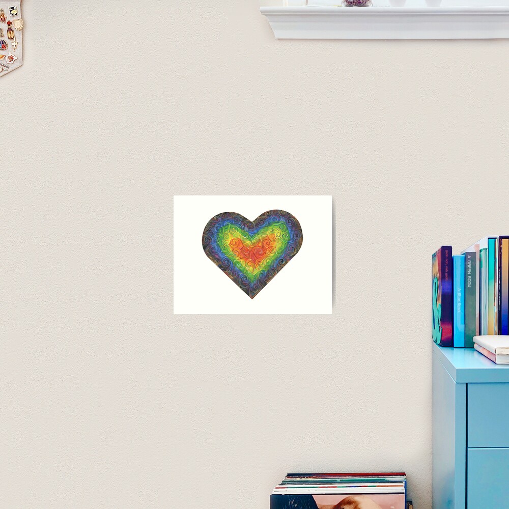 Rainbow Swirl Heart Painting - 2018 Art Print