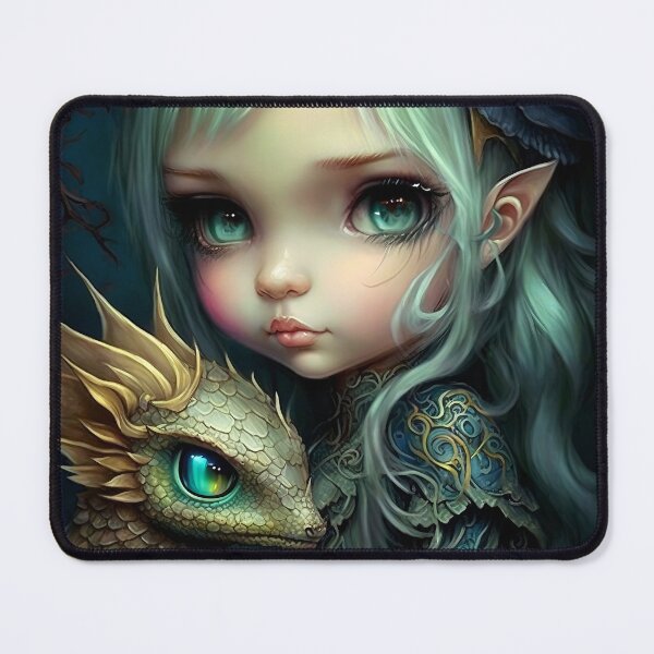 Item preview, Cute Fairy with little Dragon designed and sold by Red Witch Art.