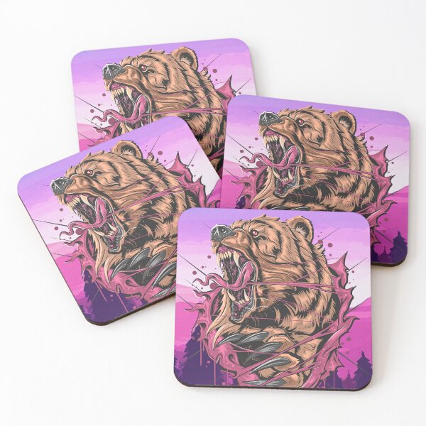 Item preview, Wild nature bear Grizzly in forest mountains designed and sold by LaakiiArt.