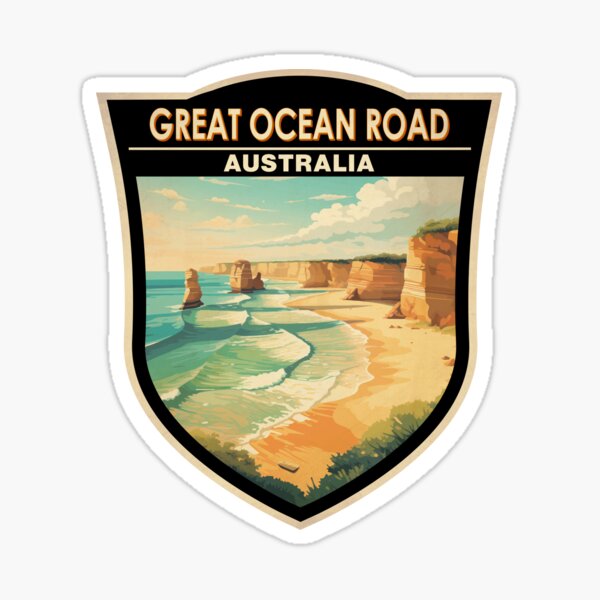 Great Ocean Road Australia Travel Art Badge Sticker