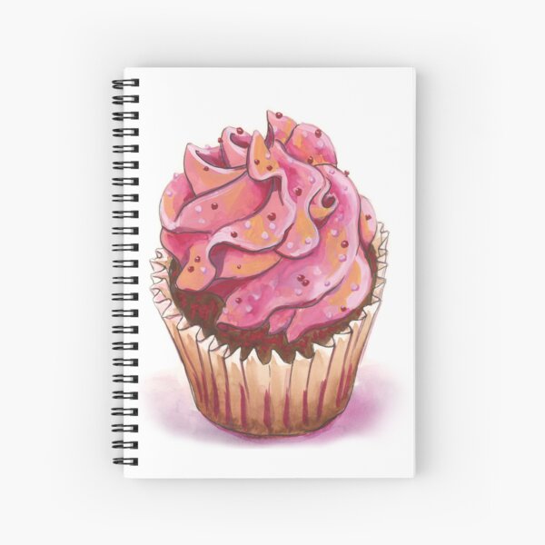 Pink Cupcake Girly Valentine or Birthday Spiral Notebook