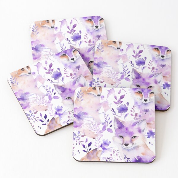Item preview, Purple Watercolor Foxes designed and sold by MatterToEnergy.