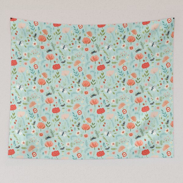 Item preview, Nordic summer: Floral and whimsical butterflies with strawberries designed and sold by OrganicDSGN.