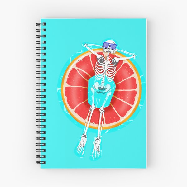 Item preview, Hot Ghoul Summer Skeleton swimming in grapefruit pool float designed and sold by ExtraCaffeine.