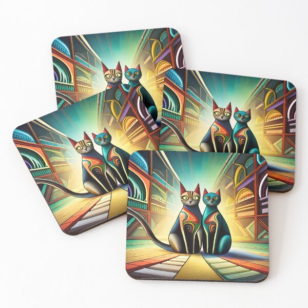 Item preview, Painted colorful funny cats mosaic designed and sold by HappyTrippy.