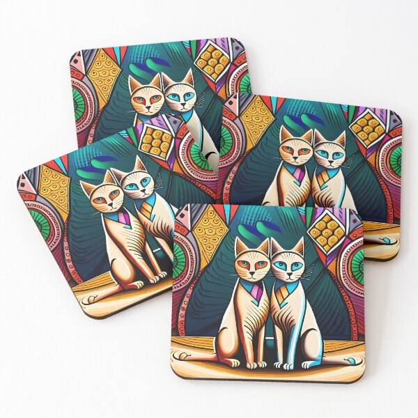 Item preview, Painted colorful funny cats mosaic designed and sold by HappyTrippy.