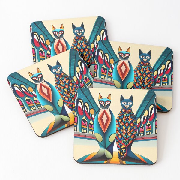 Item preview, Painted colorful funny cats mosaic designed and sold by HappyTrippy.
