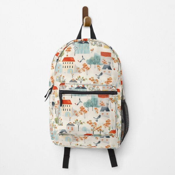 Item preview, Scandinavian swedish houses among birds and trees designed and sold by OrganicDSGN.