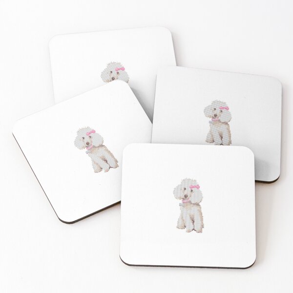 Item preview, WHITE POODLE DOG WITH PINK BOW designed and sold by coffeeflavour.