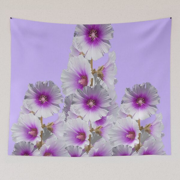 Item preview, LILAC PURPLE GARDEN  HOLLYHOCKS PATTERN ART designed and sold by sharlesart.