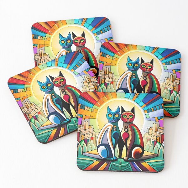 Item preview, Painted colorful funny cats mosaic designed and sold by HappyTrippy.