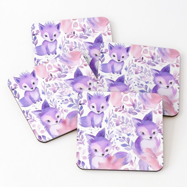 Item preview, Purple Watercolor Foxes designed and sold by MatterToEnergy.