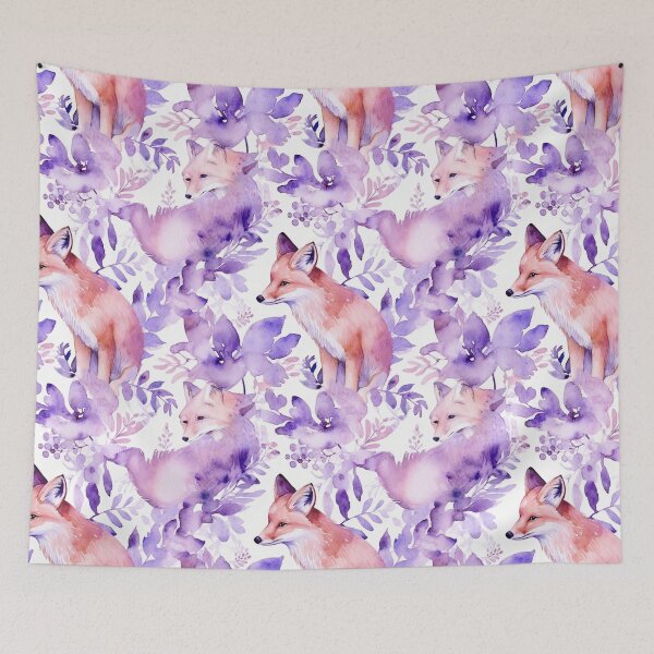 Item preview, Purple Watercolor Foxes designed and sold by MatterToEnergy.