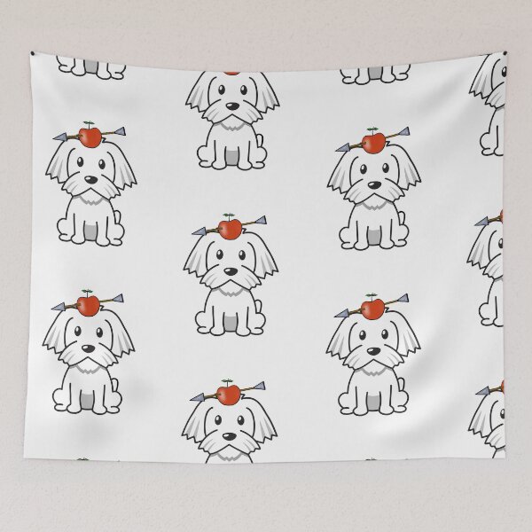 Item preview, Cute white Dog has an apple with an arrow through it designed and sold by Pet Station.