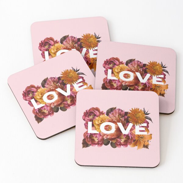 Item preview, LOVE Typography with Romantic Flower Collage designed and sold by Trish Dish.
