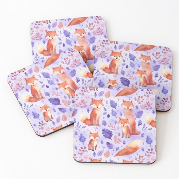 Item preview, Purple Watercolor Foxes designed and sold by MatterToEnergy.