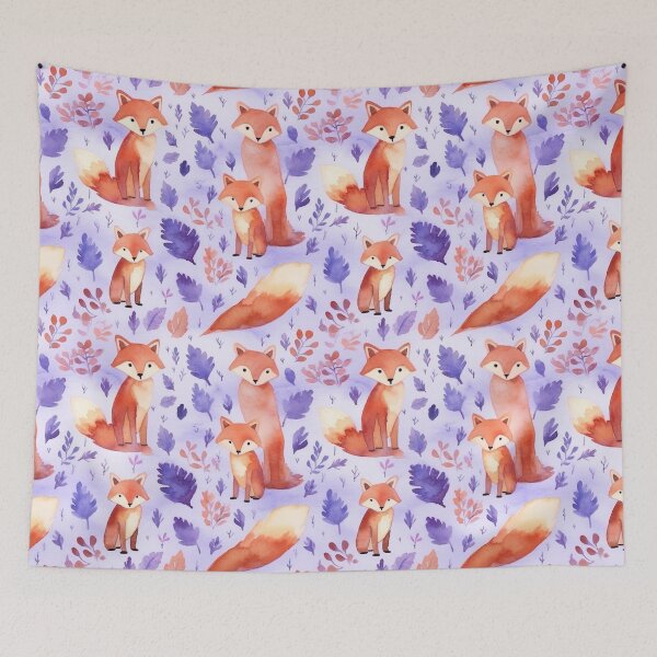 Item preview, Purple Watercolor Foxes designed and sold by MatterToEnergy.