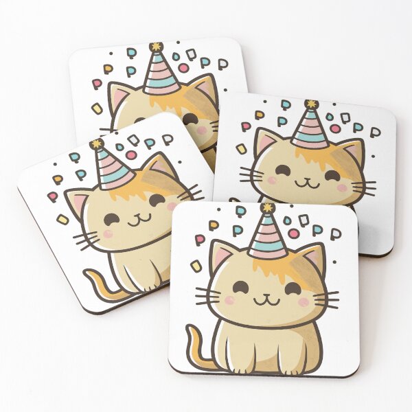 Item preview, Birthday Kitten - Japanese Style Cat Art Print designed and sold by QualityQuest.