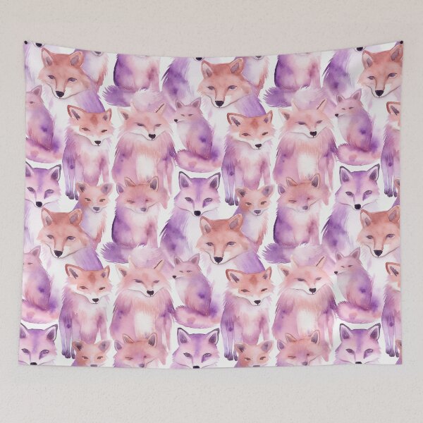 Item preview, Purple Watercolor Foxes designed and sold by MatterToEnergy.