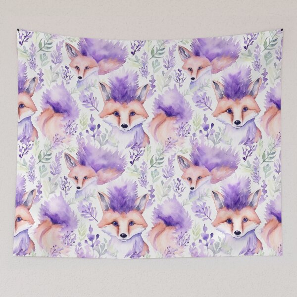Item preview, Purple Watercolor Foxes designed and sold by MatterToEnergy.