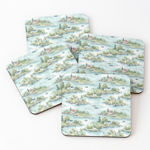 Item preview, Aquarelle Stockholm archipelago with sailing boats and cute islands designed and sold by OrganicDSGN.