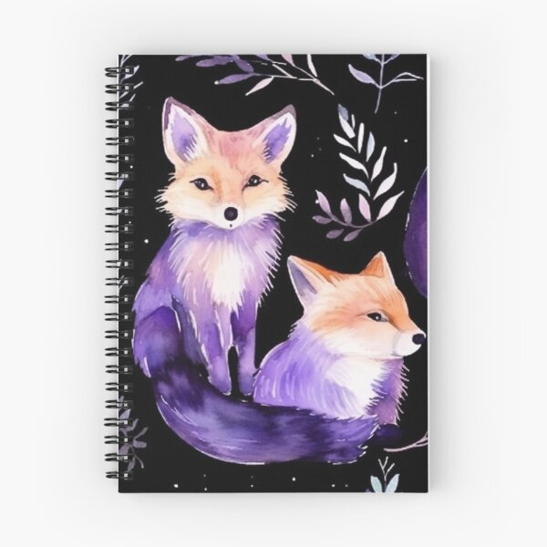 Item preview, Purple Watercolor Foxes On Black Background designed and sold by MatterToEnergy.