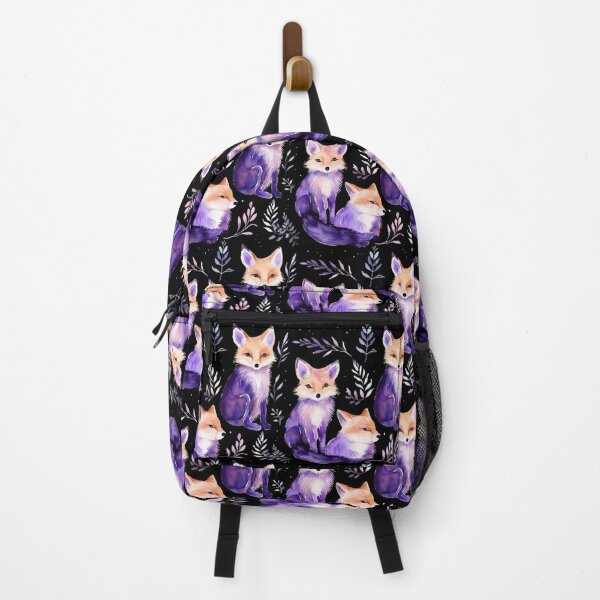 Item preview, Purple Watercolor Foxes On Black Background designed and sold by MatterToEnergy.