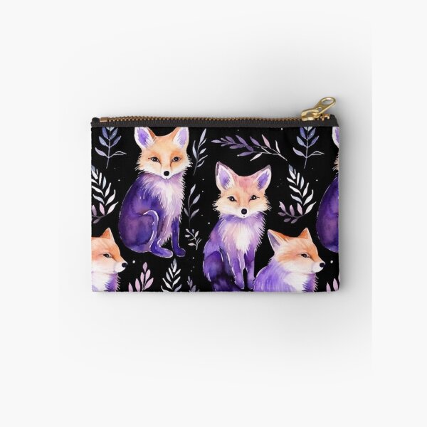 Item preview, Purple Watercolor Foxes On Black Background designed and sold by MatterToEnergy.