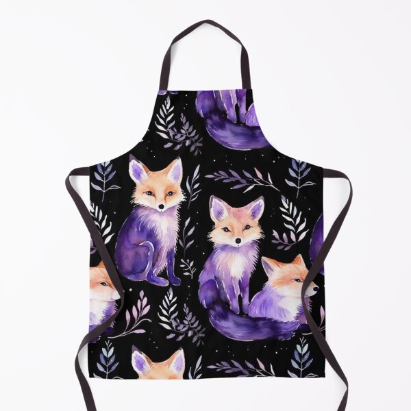Item preview, Purple Watercolor Foxes On Black Background designed and sold by MatterToEnergy.