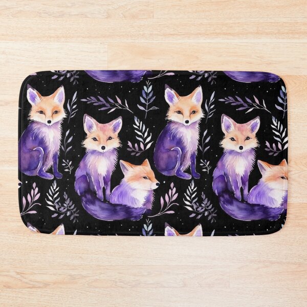 Item preview, Purple Watercolor Foxes On Black Background designed and sold by MatterToEnergy.
