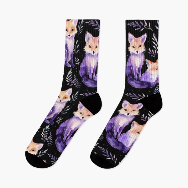 Item preview, Purple Watercolor Foxes On Black Background designed and sold by MatterToEnergy.
