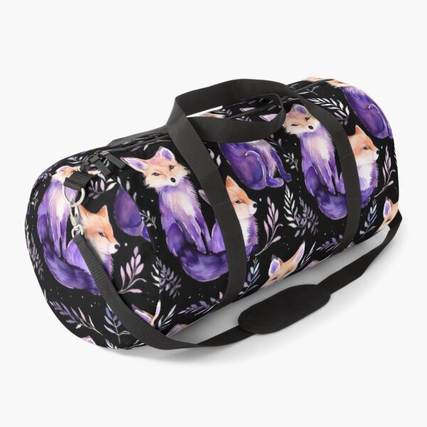 Item preview, Purple Watercolor Foxes On Black Background designed and sold by MatterToEnergy.