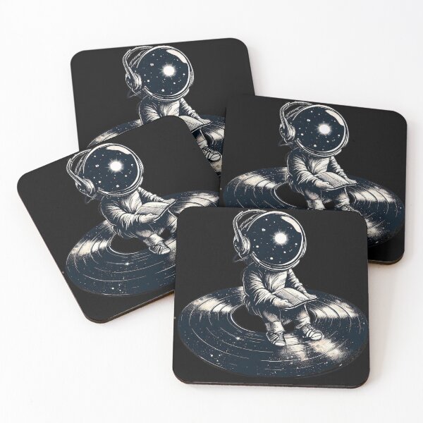 Item preview, Little astronaut in headphones read book on vinyl and listen music designed and sold by TomFrontierArt.