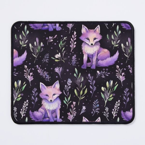 Item preview, Purple Watercolor Foxes On Black Background designed and sold by MatterToEnergy.