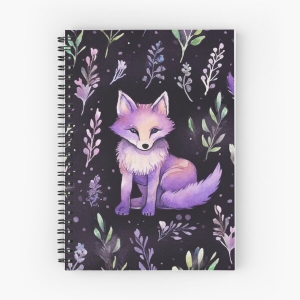 Item preview, Purple Watercolor Foxes On Black Background designed and sold by MatterToEnergy.