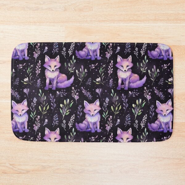 Item preview, Purple Watercolor Foxes On Black Background designed and sold by MatterToEnergy.