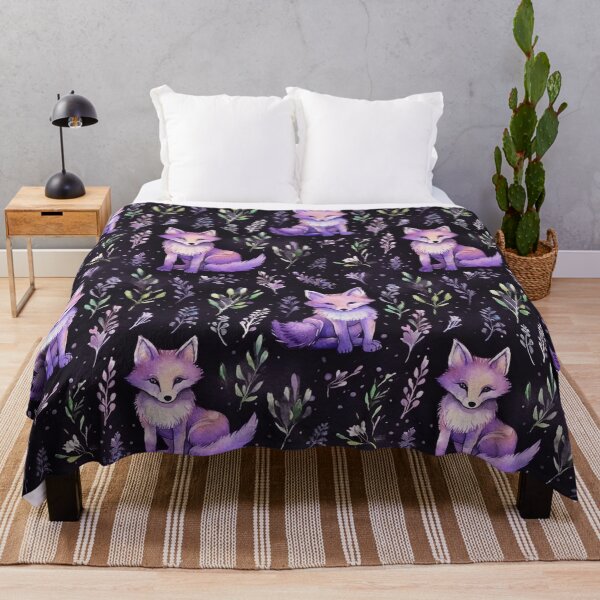 Item preview, Purple Watercolor Foxes On Black Background designed and sold by MatterToEnergy.