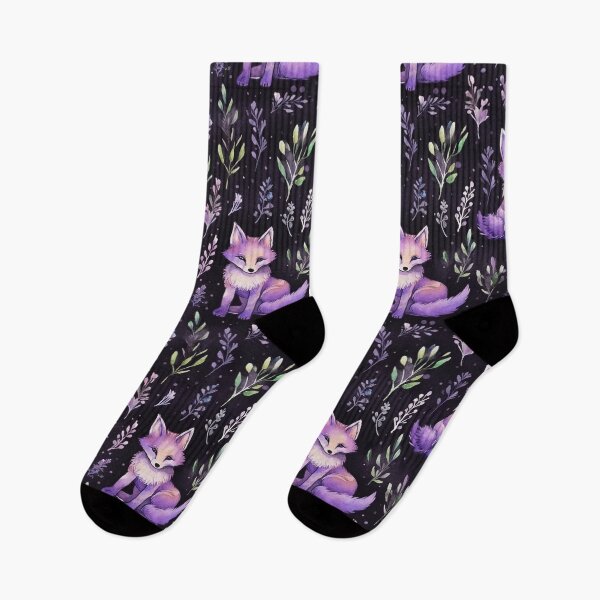 Item preview, Purple Watercolor Foxes On Black Background designed and sold by MatterToEnergy.