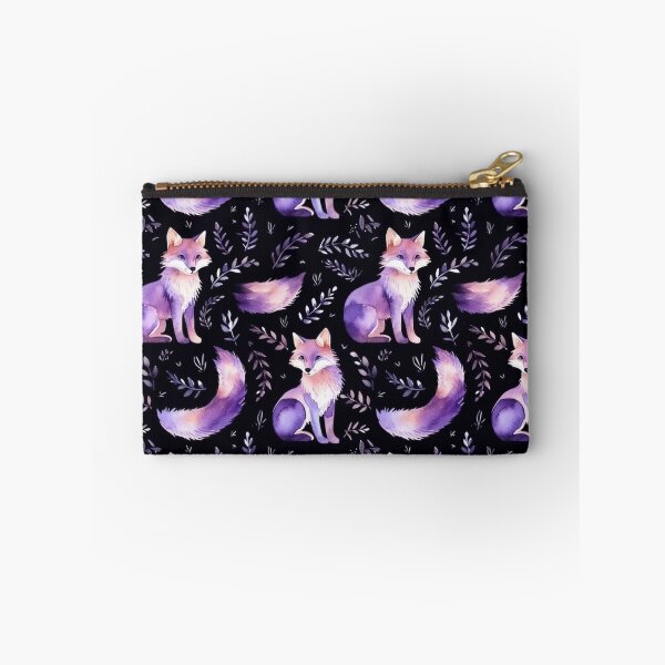 Item preview, Purple Watercolor Foxes On Black Background designed and sold by MatterToEnergy.