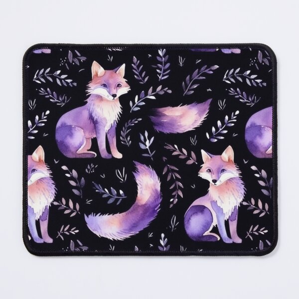 Item preview, Purple Watercolor Foxes On Black Background designed and sold by MatterToEnergy.