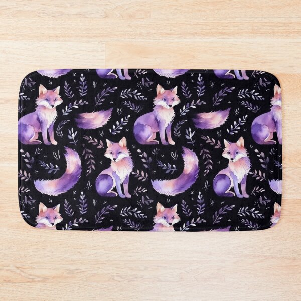Item preview, Purple Watercolor Foxes On Black Background designed and sold by MatterToEnergy.