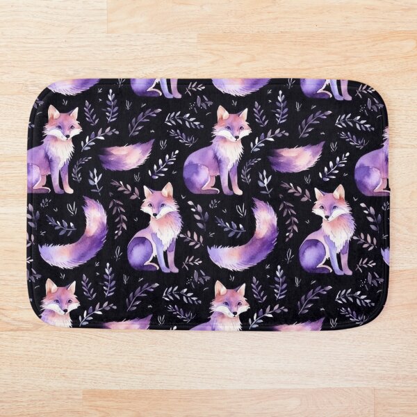 Item preview, Purple Watercolor Foxes On Black Background designed and sold by MatterToEnergy.