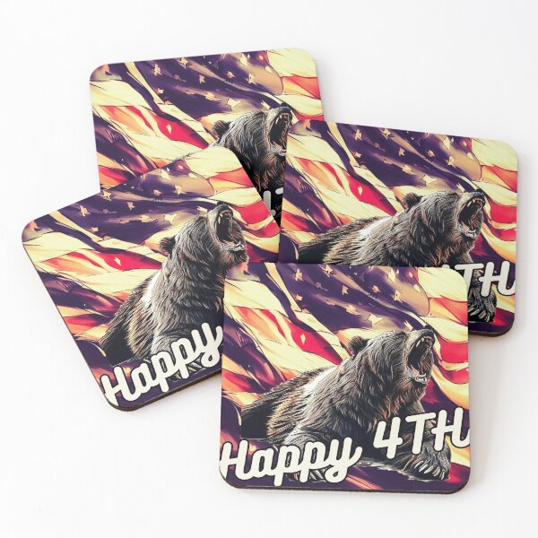 Item preview, Happy 4th of july american flag grizzly bear designed and sold by TomFrontierArt.