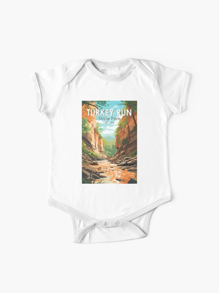Thumbnail 1 of 2, Baby One-Piece, Turkey Run State Park Indiana Travel Art Vintage designed and sold by KrisSidDesigns.