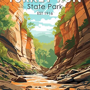 Artwork thumbnail, Turkey Run State Park Indiana Travel Art Vintage by KrisSidDesigns