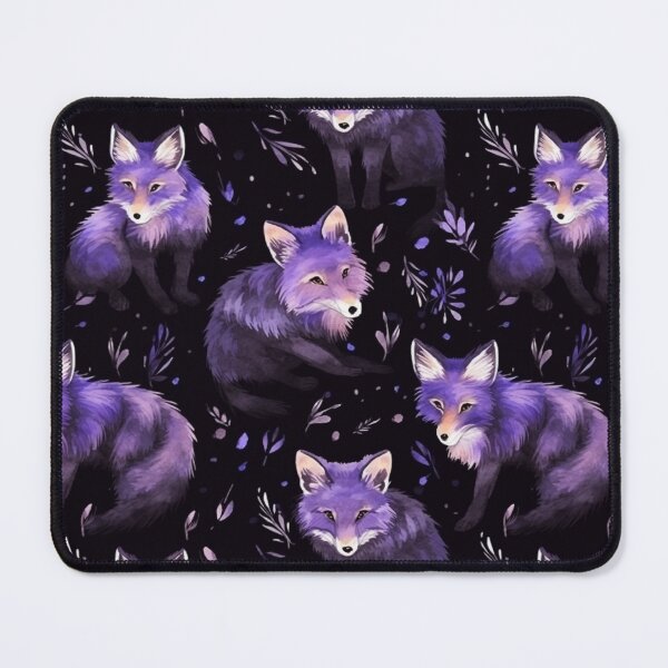 Item preview, Purple Watercolor Foxes On Black Background designed and sold by MatterToEnergy.